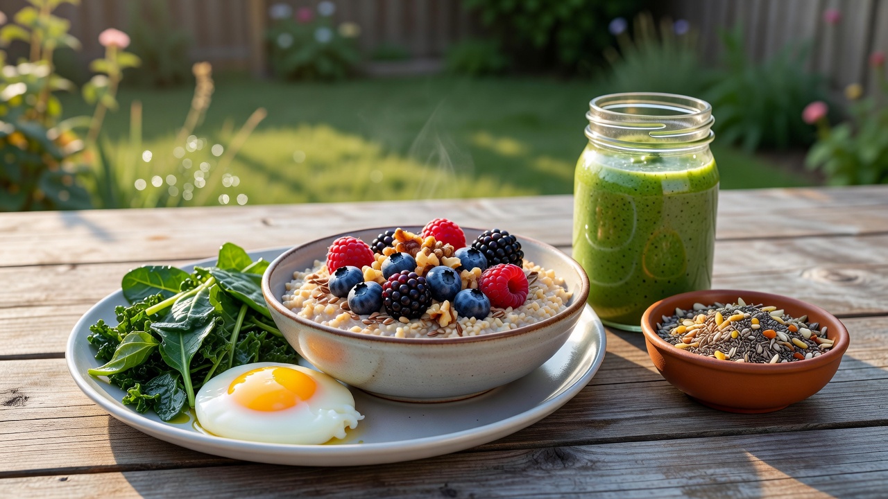 Nutritious healthy morning meal prepared according to circadian timing protocols